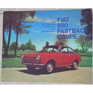 1960s Fiat 850 Fastback Coupe Sales Brochure Original Vintage Auto Poster